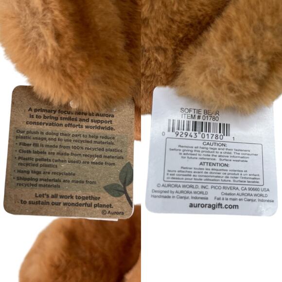 Aurora Softie Bear Plush Stuffed Animal Snuggly 13" New - Picture 7 of 12